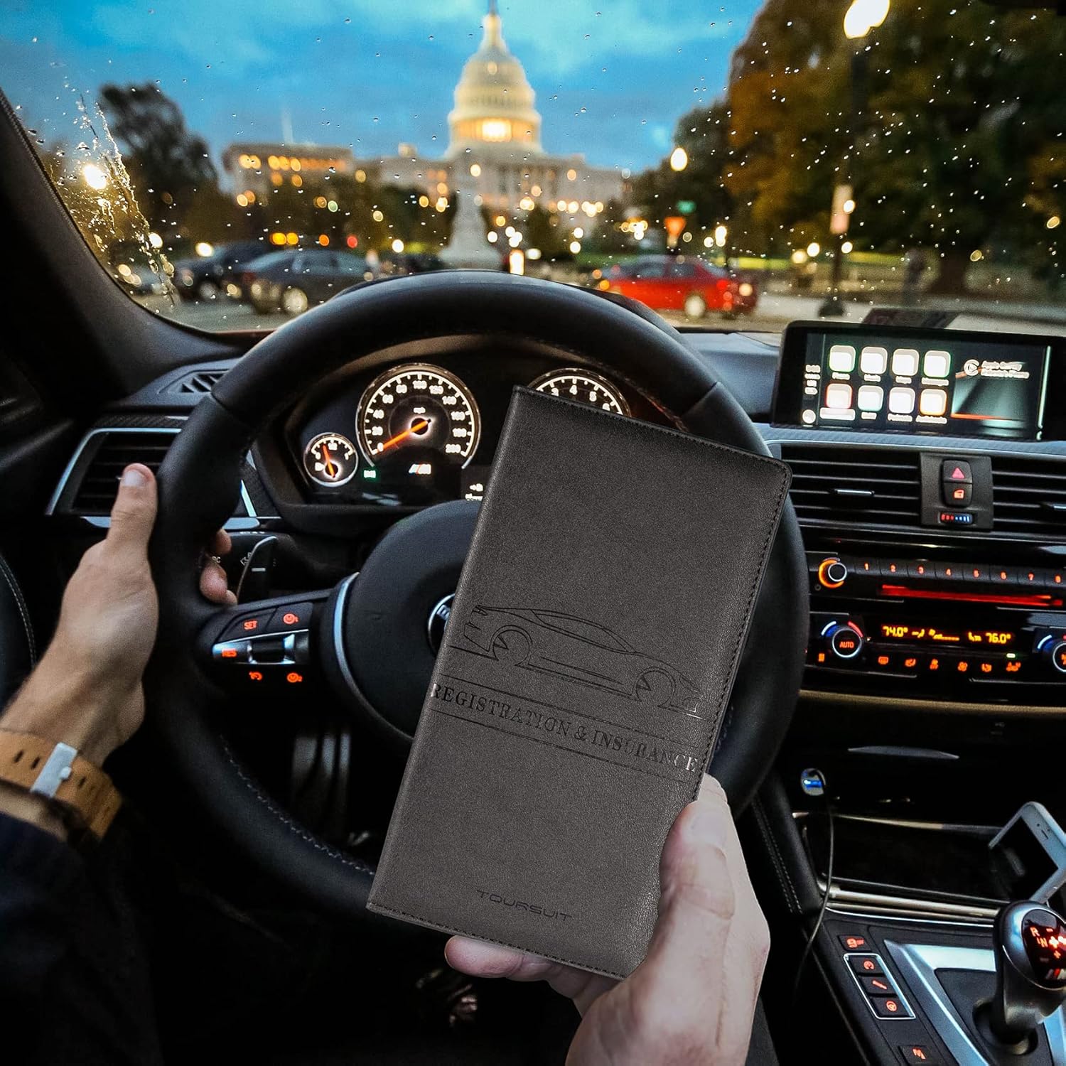 TOURSUIT Car Registration & Insurance Card Holder | Glove Box Organizer