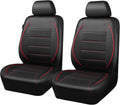 CAR PASS Leather Front Seat Covers, Waterproof Faux Leather Car Seat Protector, Black Red