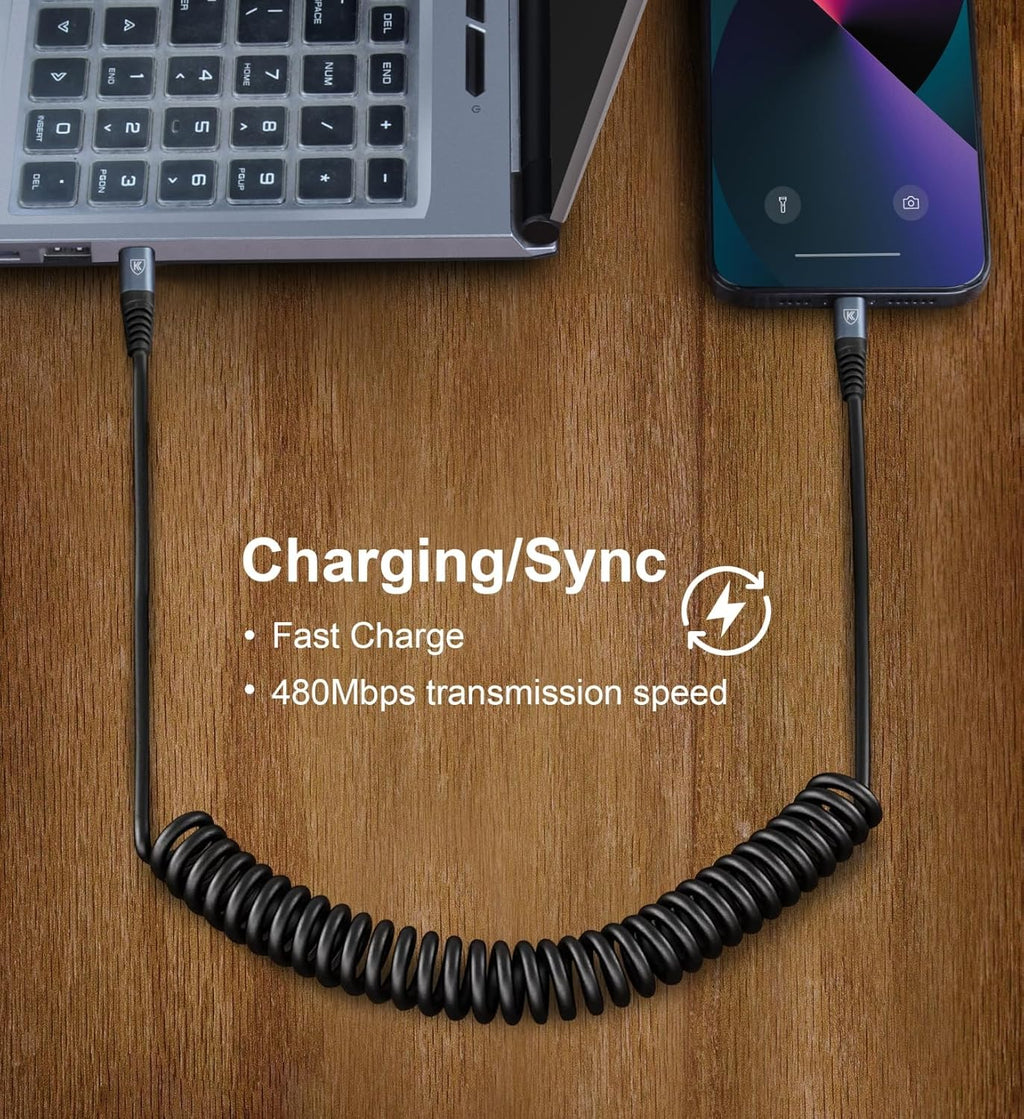 USB C to USB C Cable 2Pack 3ft, Coiled Fast Charging Cord for iPhone 17 Samsung