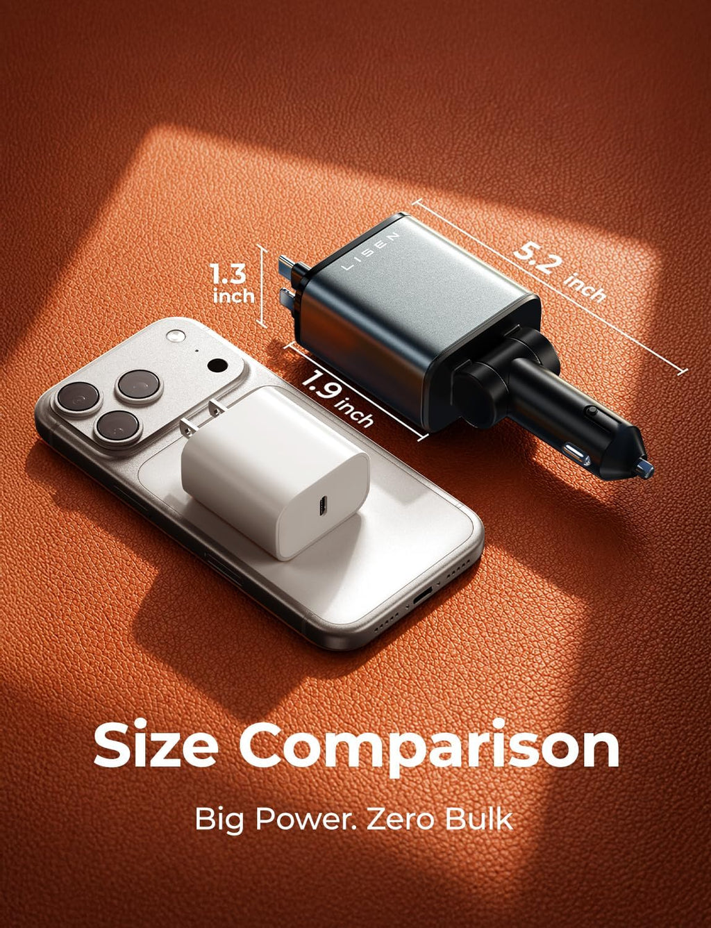 LISEN 84W Retractable Car Charger, USB C Fast Charge, 4 in 1 for iPhone