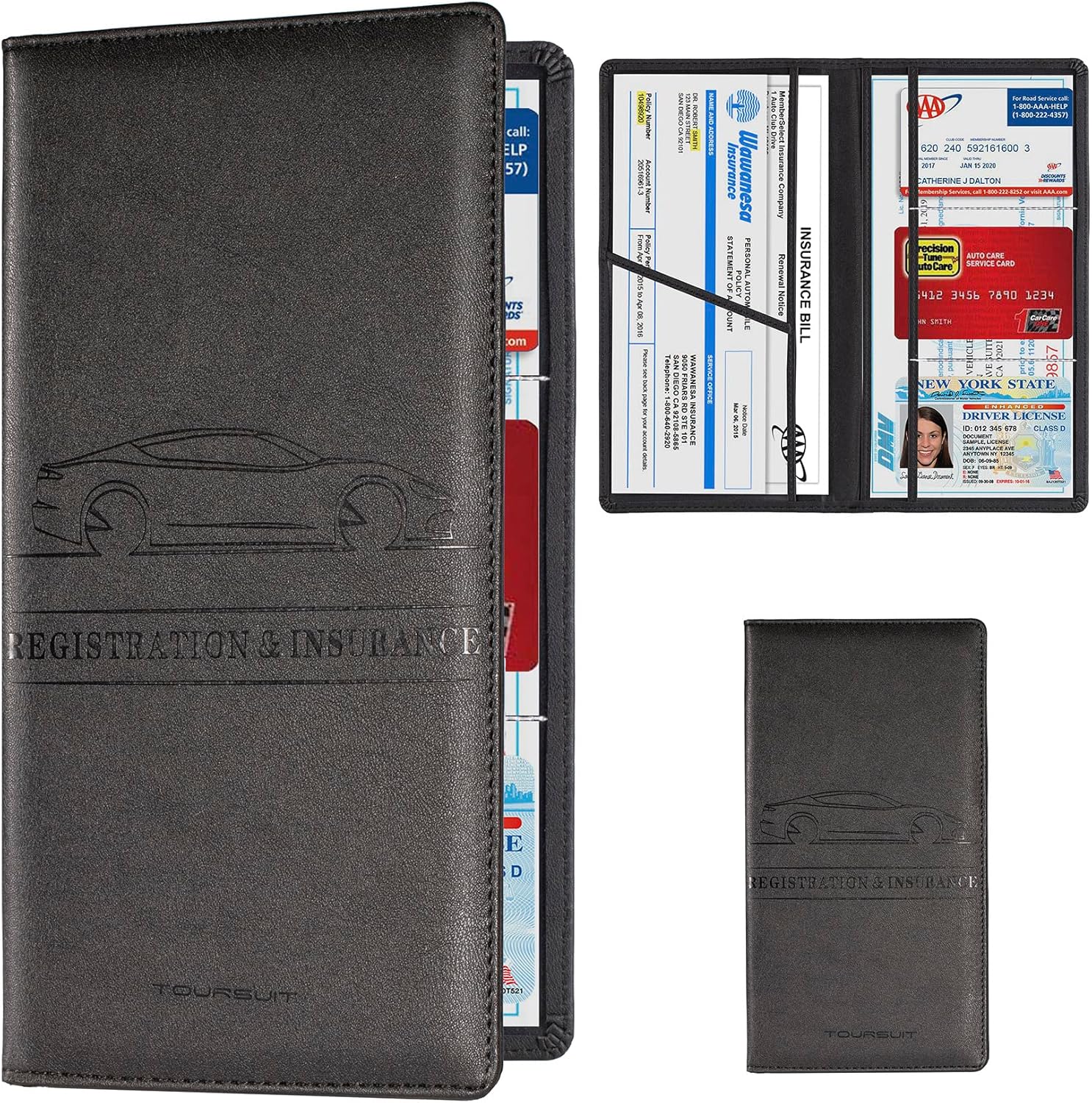 TOURSUIT Car Registration & Insurance Card Holder | Glove Box Organizer