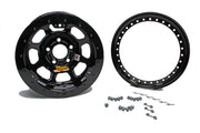 Aero Race Wheels 15x8 4in 5.00 Black w/ Black Ring - 53-185040-BLKRING