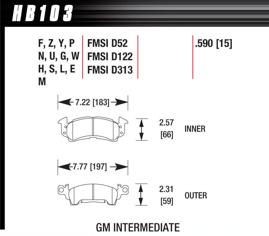 Hawk Brake Performance Street Brake Pads (4) - HB103F.590