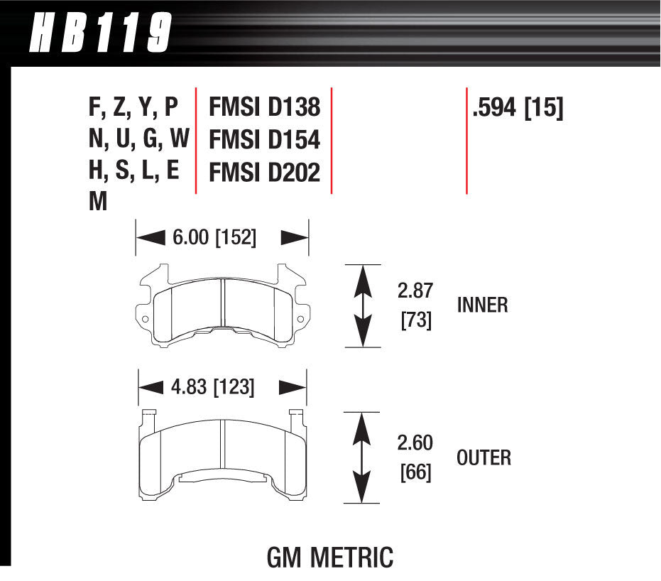 Hawk Brake Metric GM DTC-70 - HB119U.594