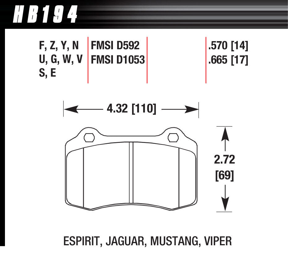 Hawk Brake Performance Street Brake Pad (4) - HB194Z.570