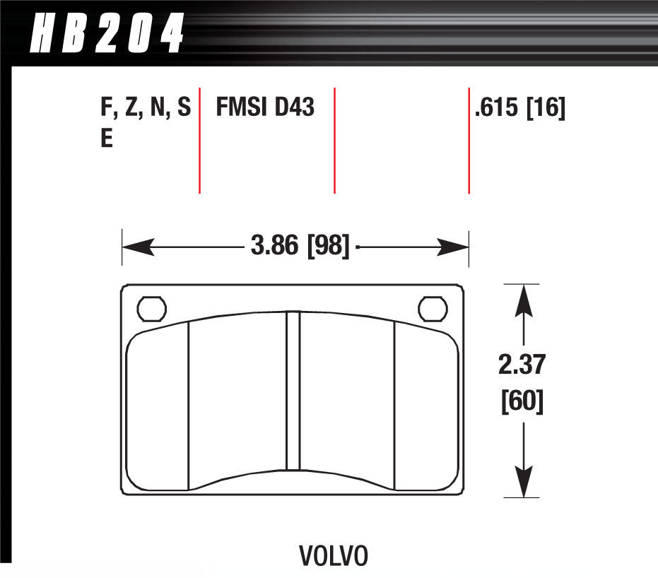 Hawk Brake Brake Pads Volvo Front HP Plus - HB204N.615
