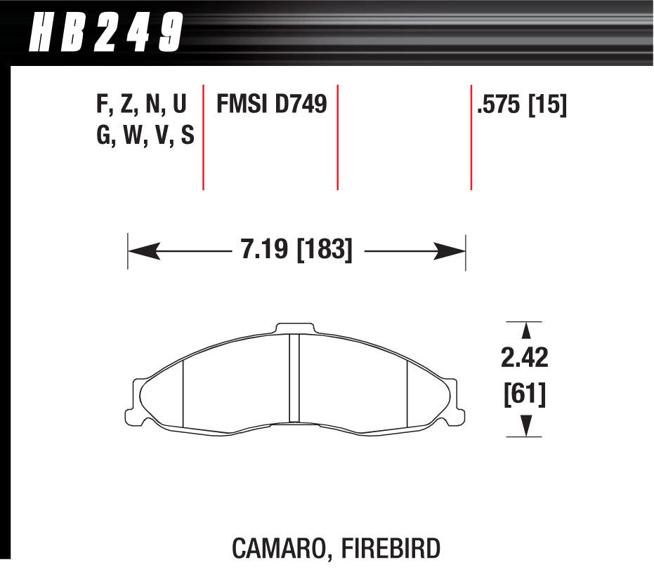 Hawk Brake Performance Street Brake Pads (4) - HB249F.575