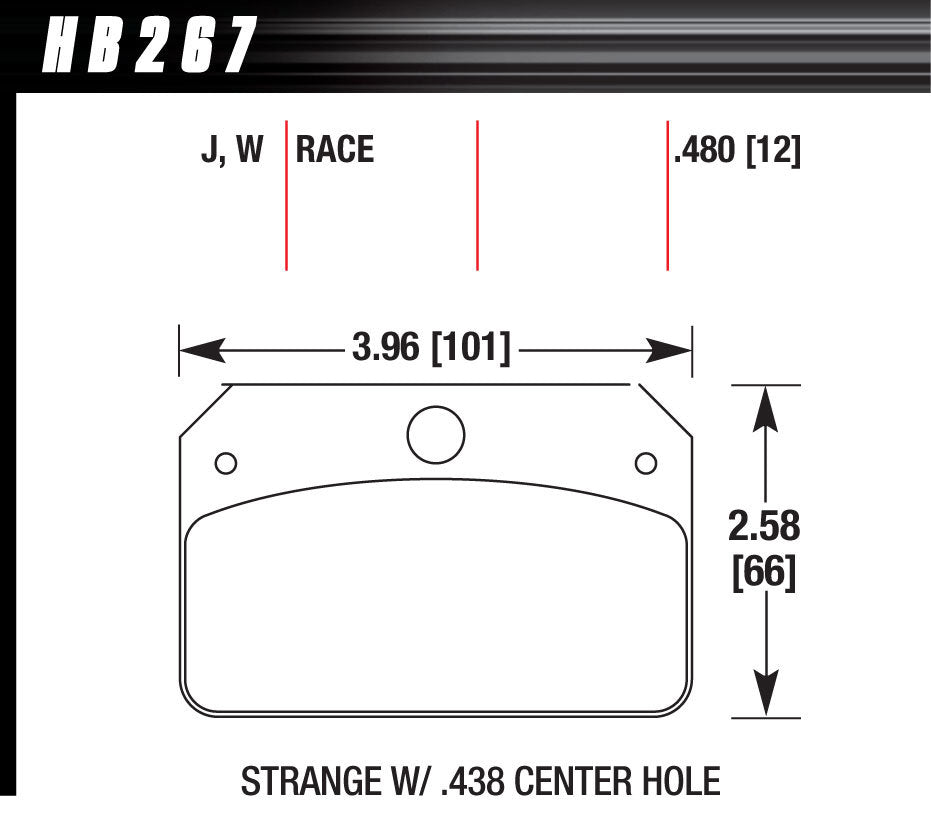 Hawk Brake Brake Pads Rear Strange w/.437 Center Hole DR-97 - HB267J.480