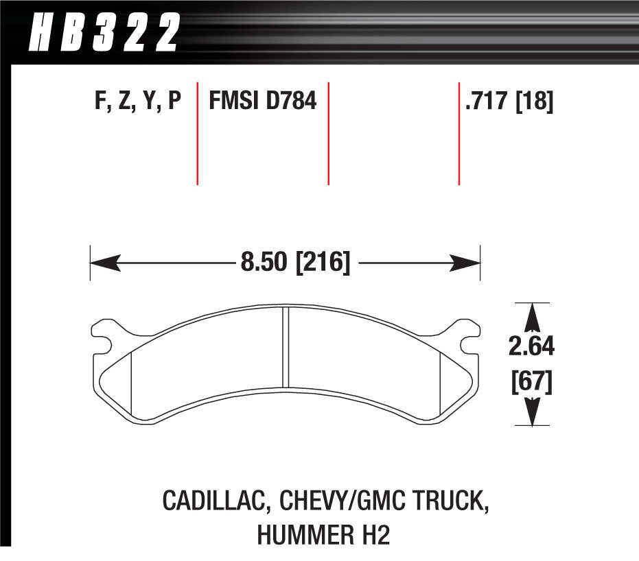 Hawk Brake Performance Street Brake Pads (4) - HB322P.717