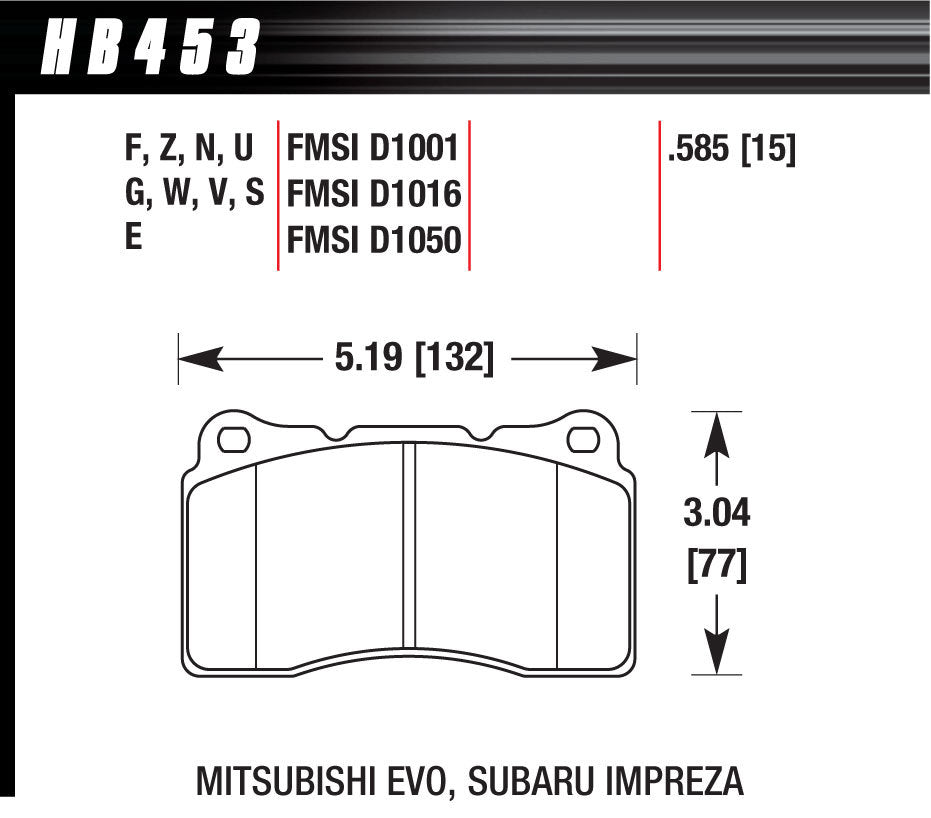 Hawk Brake Performance Street Brake Pads (4) - HB453N.585