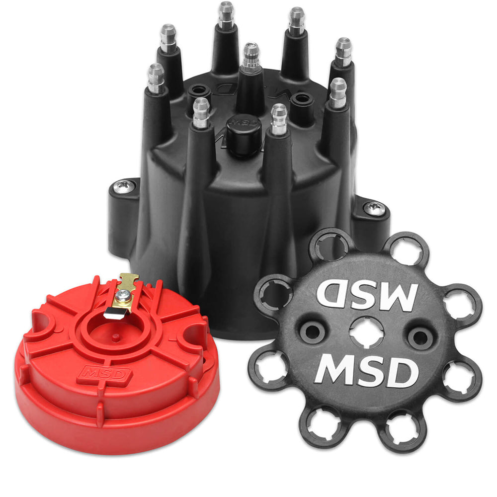 Msd Ignition Distributor Cap & Rotor Kit Chevy V8 HEI Black - 84336