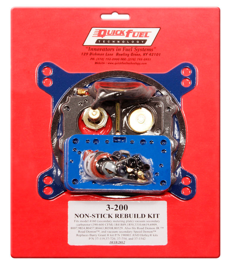 Quick Fuel Technology 4160 Rebuild Kit - Non-Stick - 3-200QFT