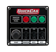 Quickcar Racing Products Ignition Panel Black w/ 2 Acc. & Lights - 50-825